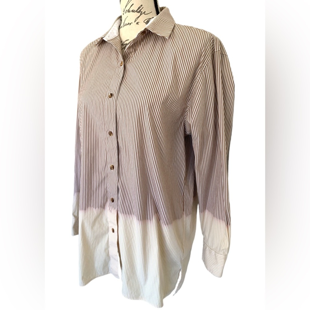 Lafayette 148  New York Everson Solo Melange Stripe Blouse Size S - Picture 4 of 9